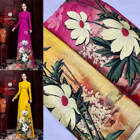 Vải áo dài hoa - In Vải Phượng Hoàng - Công Ty TNHH In ấn Phượng Hoàng